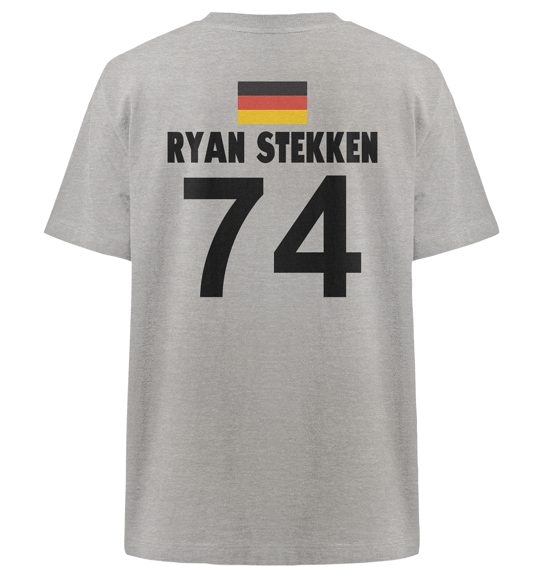 Rückseite: Party Trikot mit Backprint Nimsy von Hinten 74 Heather Grey