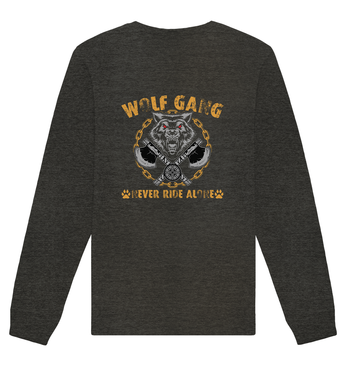 Wolfgang - NEVER RIDE ALONE - Rückseiten Druck Organic Basic Unisex Sweatshirt