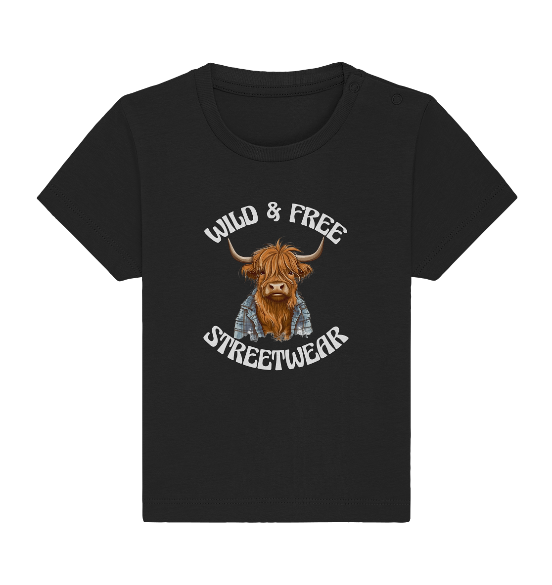 WILD & FREE NO 9 HIGHLAND COW II - STREETWEAR - STATEMENT - Baby Organic Shirt
