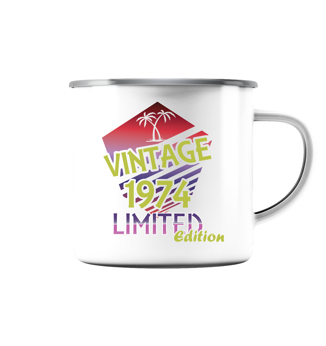 Vintage Jahrgang 1974- Tassen Limited Edition - Emaille Tasse (Silber)