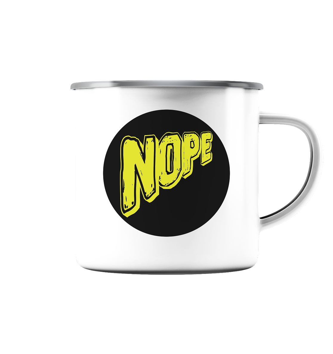 NOPE NO 1 - Emaille Tasse (Silber)