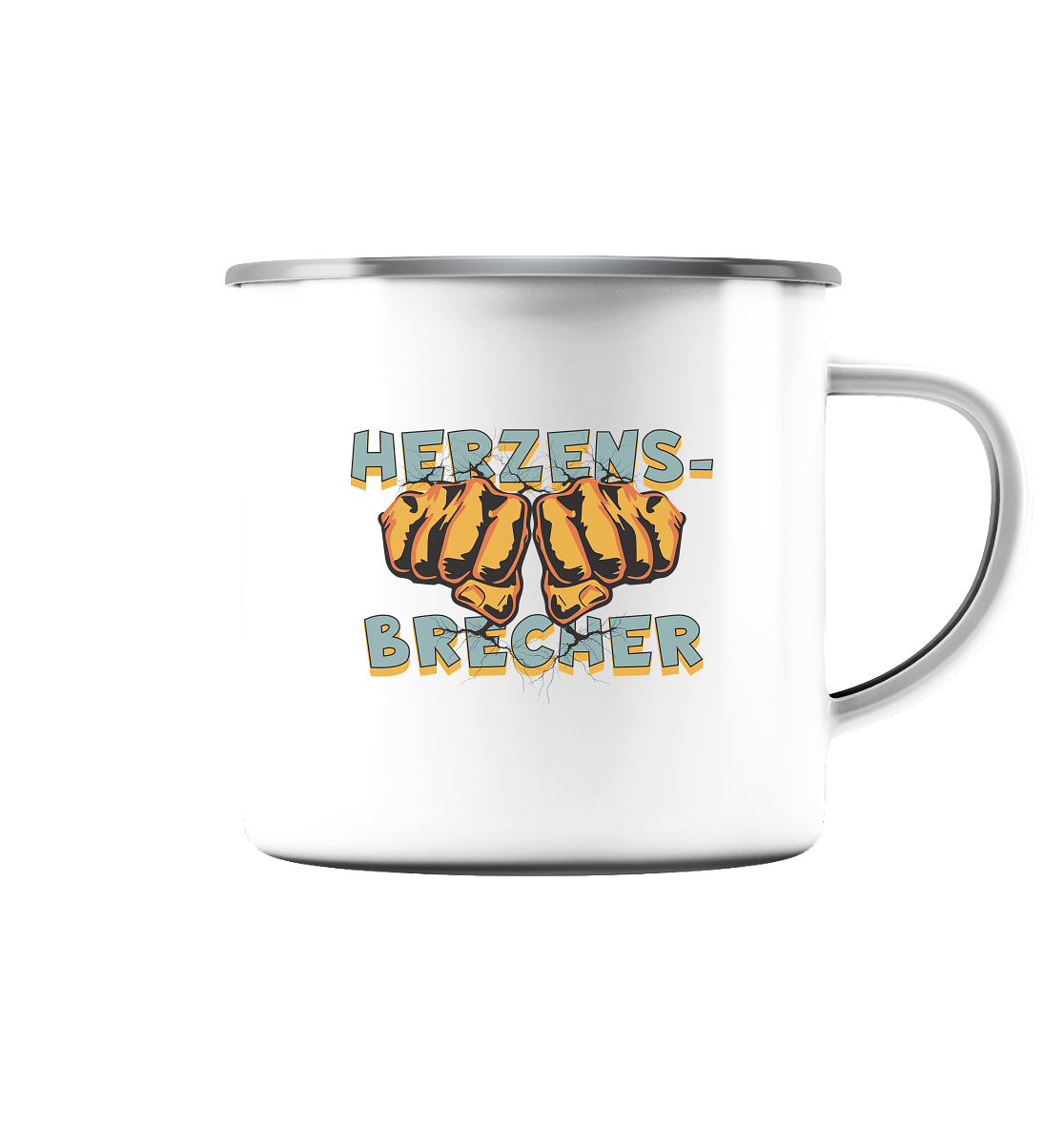 Herzensbrecher - Statement - Emaille Tasse (Silber)