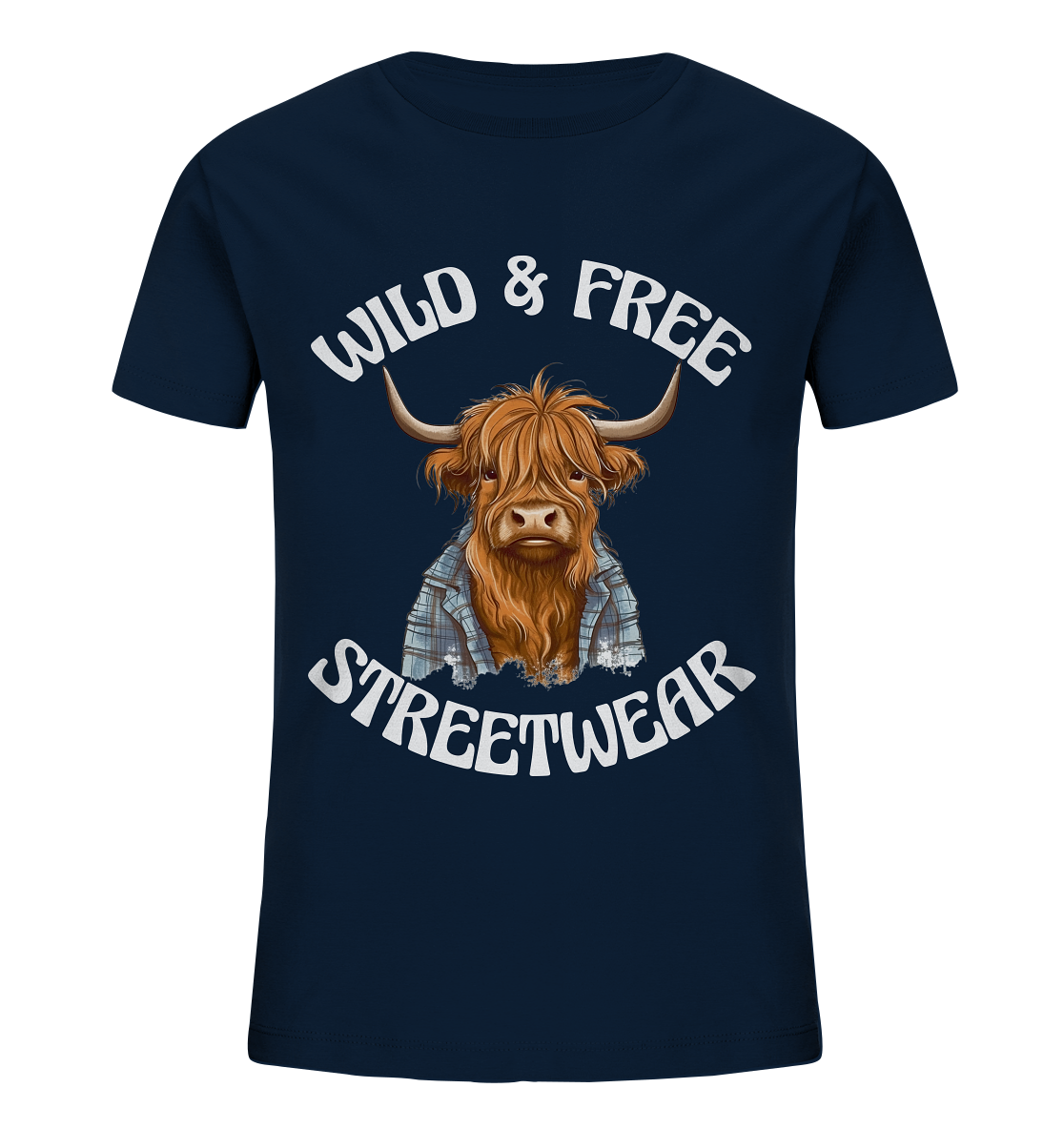 WILD & FREE NO 9 HIGHLAND COW II - STREETWEAR - STATEMENT - Kids Organic Shirt