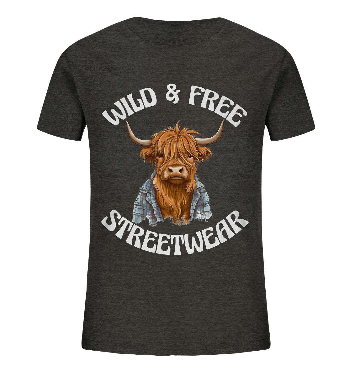 WILD & FREE NO 9 HIGHLAND COW II - STREETWEAR - STATEMENT - Kids Organic Shirt