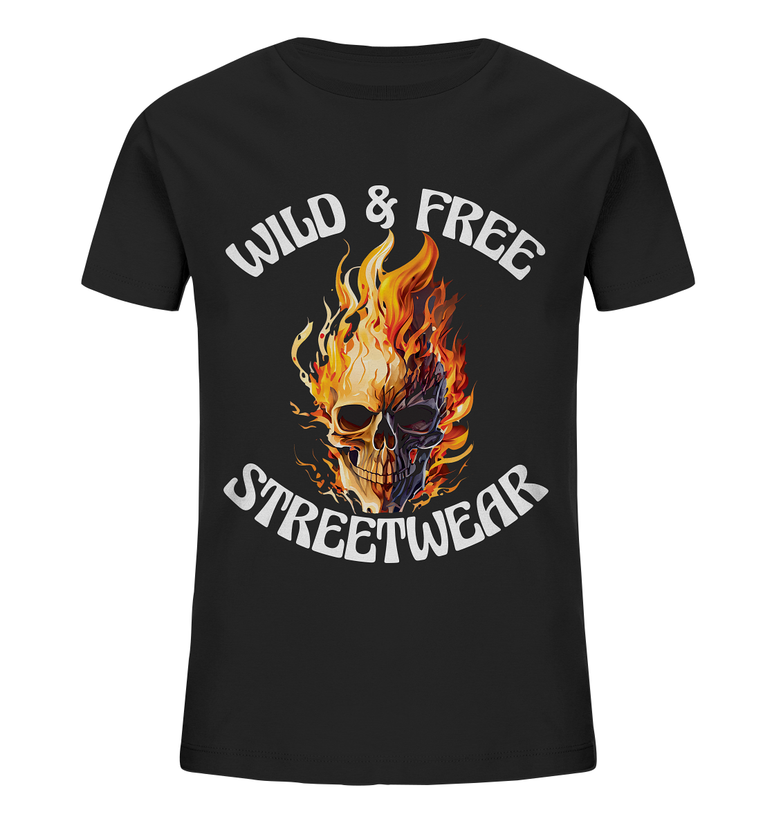 WILD & FREE NO 8 SKULL II - STREETWEAR - STATEMENT - Kids Organic Shirt