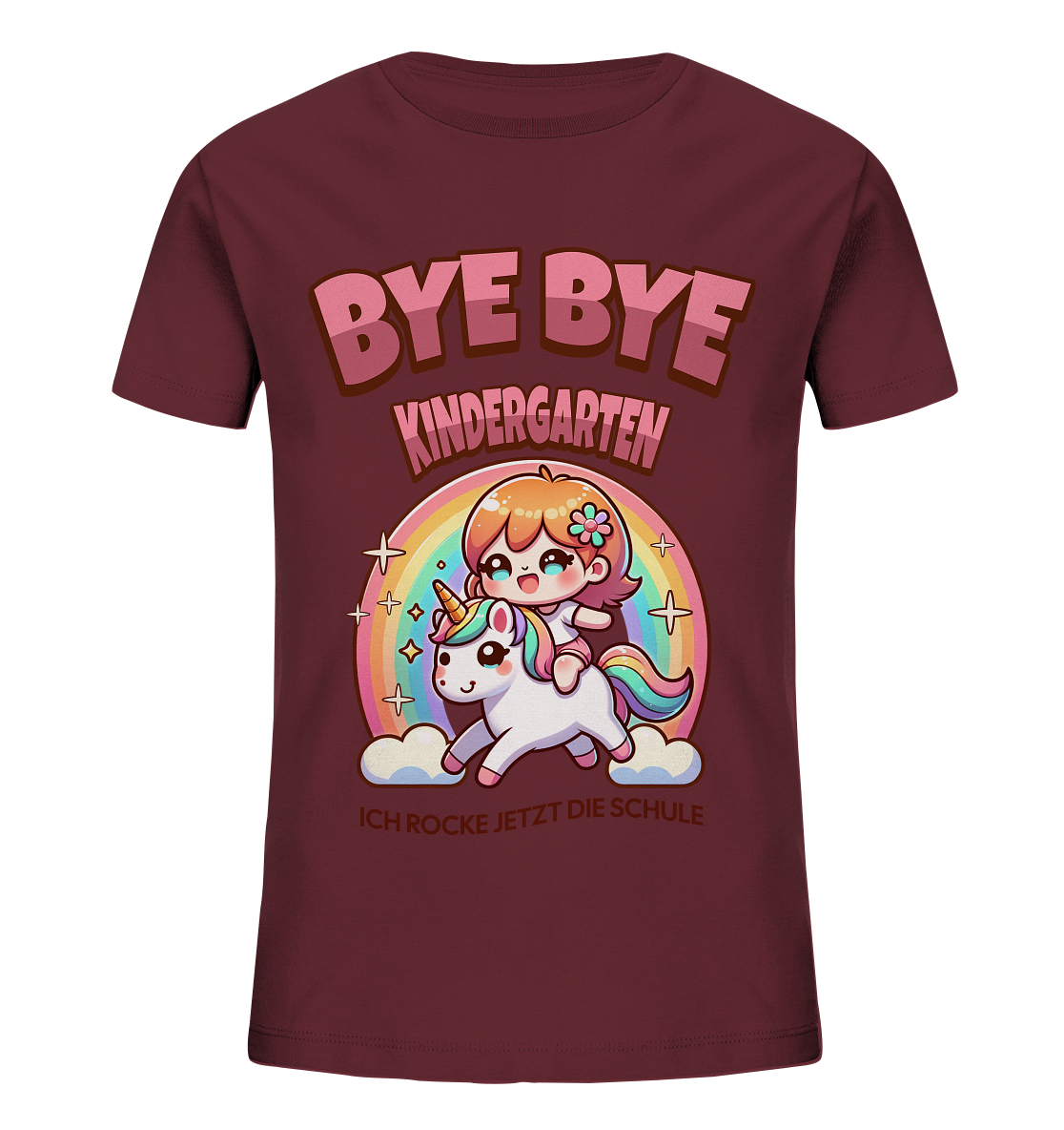 T-Shirt Einhorn Bye Bye Kindergarten - Kids Organic Shirt