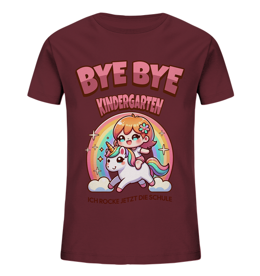 T-Shirt Einhorn Bye Bye Kindergarten  - Kids Organic Shirt