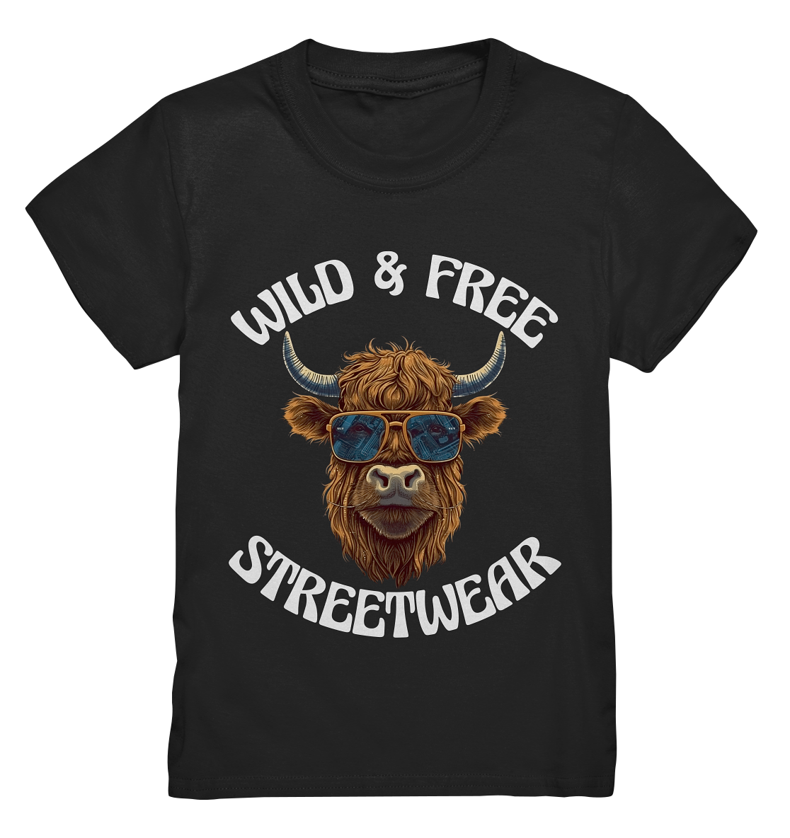 WILD & FREE NO 2 HIGHLAND COW STREETWEAR - STATEMENT - Kids Premium Shirt