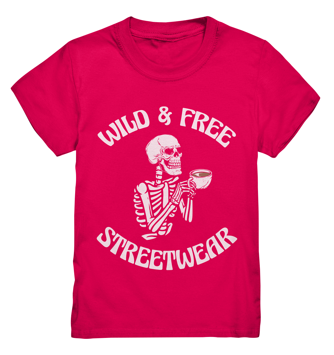 WILD & FREE NO 5 DRINKING SKELETON - STREETWEAR - STATEMENT - Kids Premium Shirt