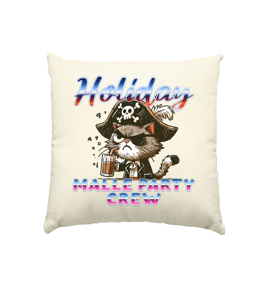 Urlaub- Party Crew - Kissen natur 40x40cm