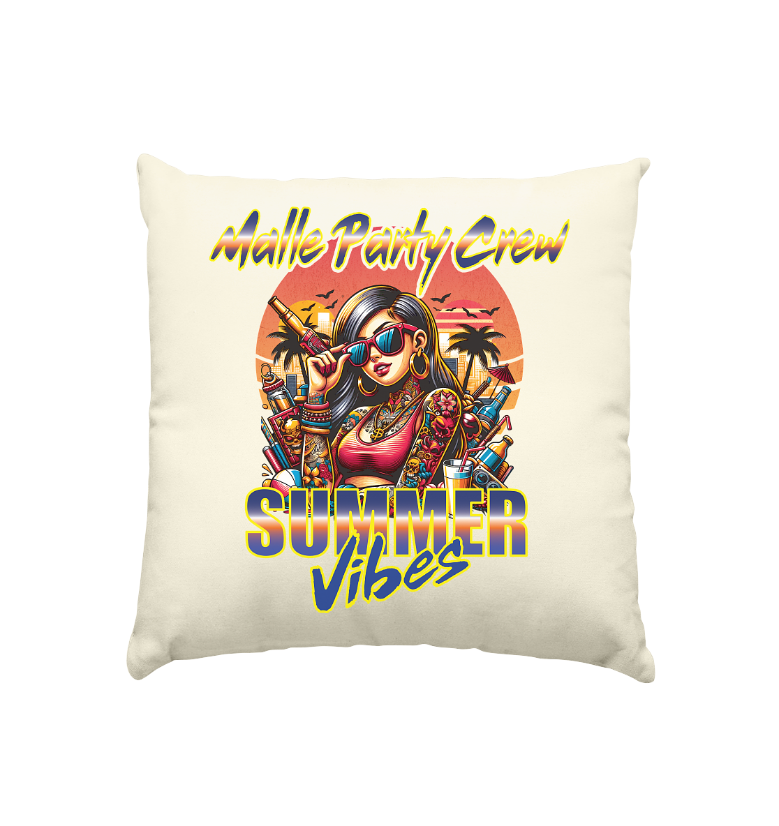 Kissen Malle Party Crew - Kissen natur 40x40cm
