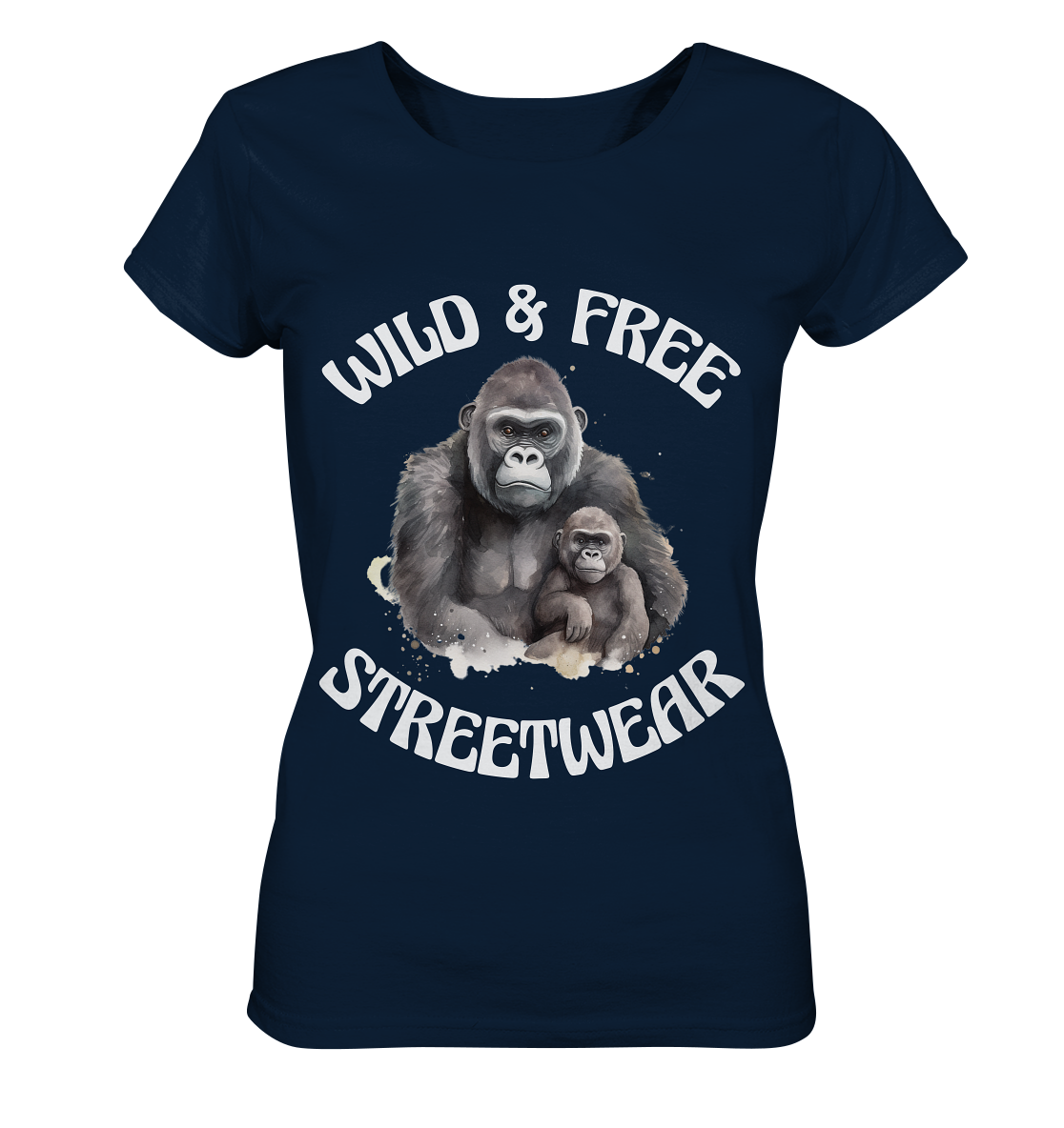 WILD & FREE NO 15 GORILLA FAMILY - STREETWEAR - STATEMENT - Ladies Organic Basic Shirt