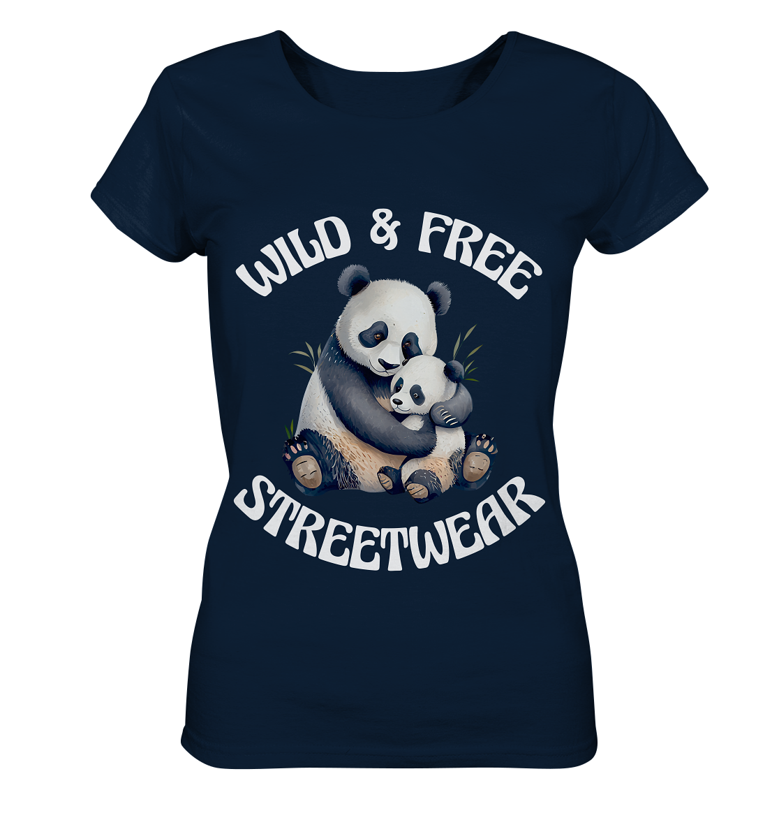 WILD & FREE NO 12 PANDA FAMILY - STREETWEAR - STATEMENT - Ladies Organic Basic Shirt