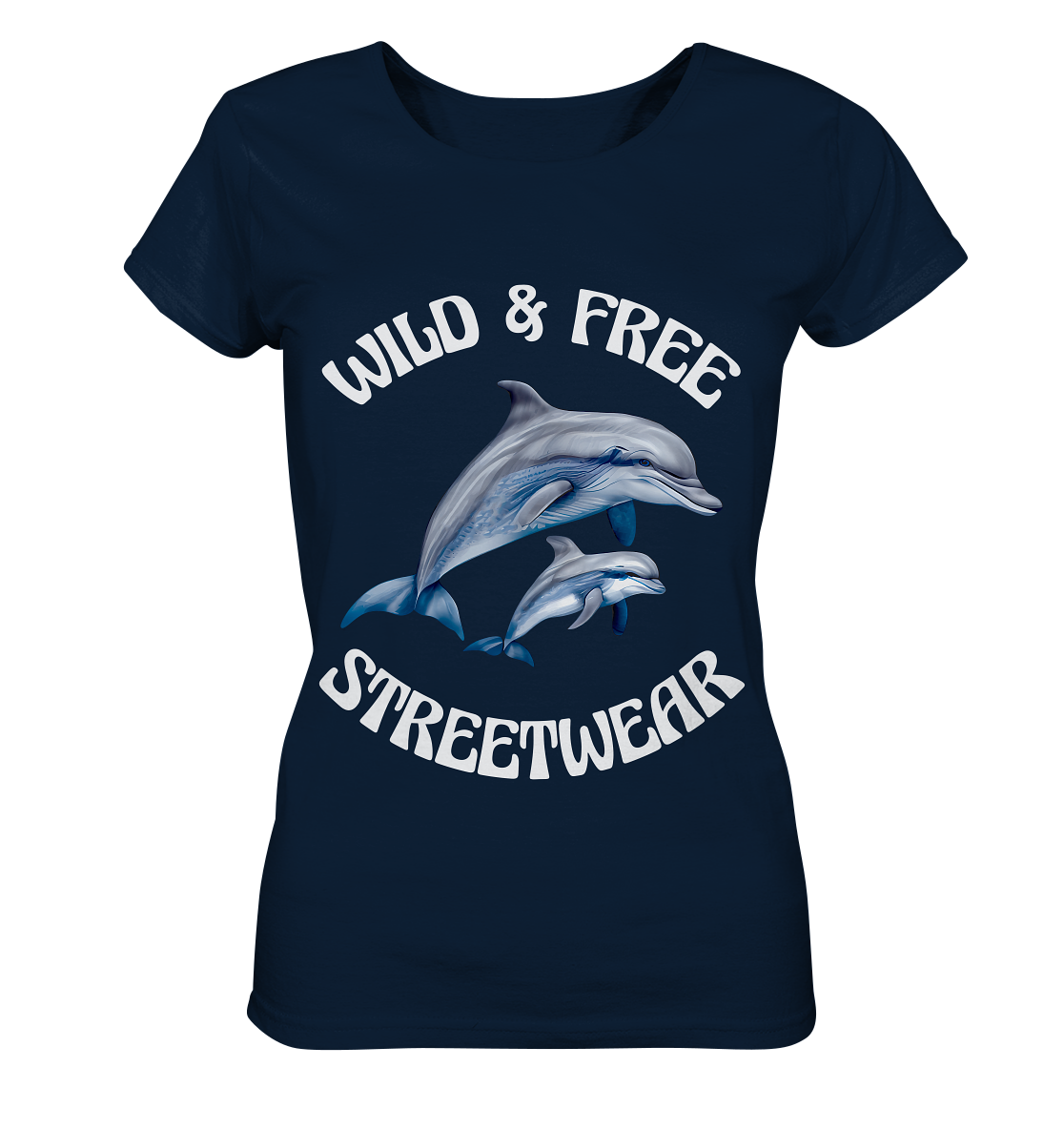 WILD & FREE NO 10 DOLPHIN FAMILY - STREETWEAR - STATEMENT - Ladies Organic Basic Shirt
