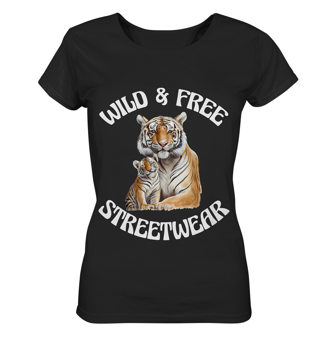 WILD & FREE NO 14 TIGER FAMILY - STREETWEAR - STATEMENT - Ladies Organic Basic Shirt