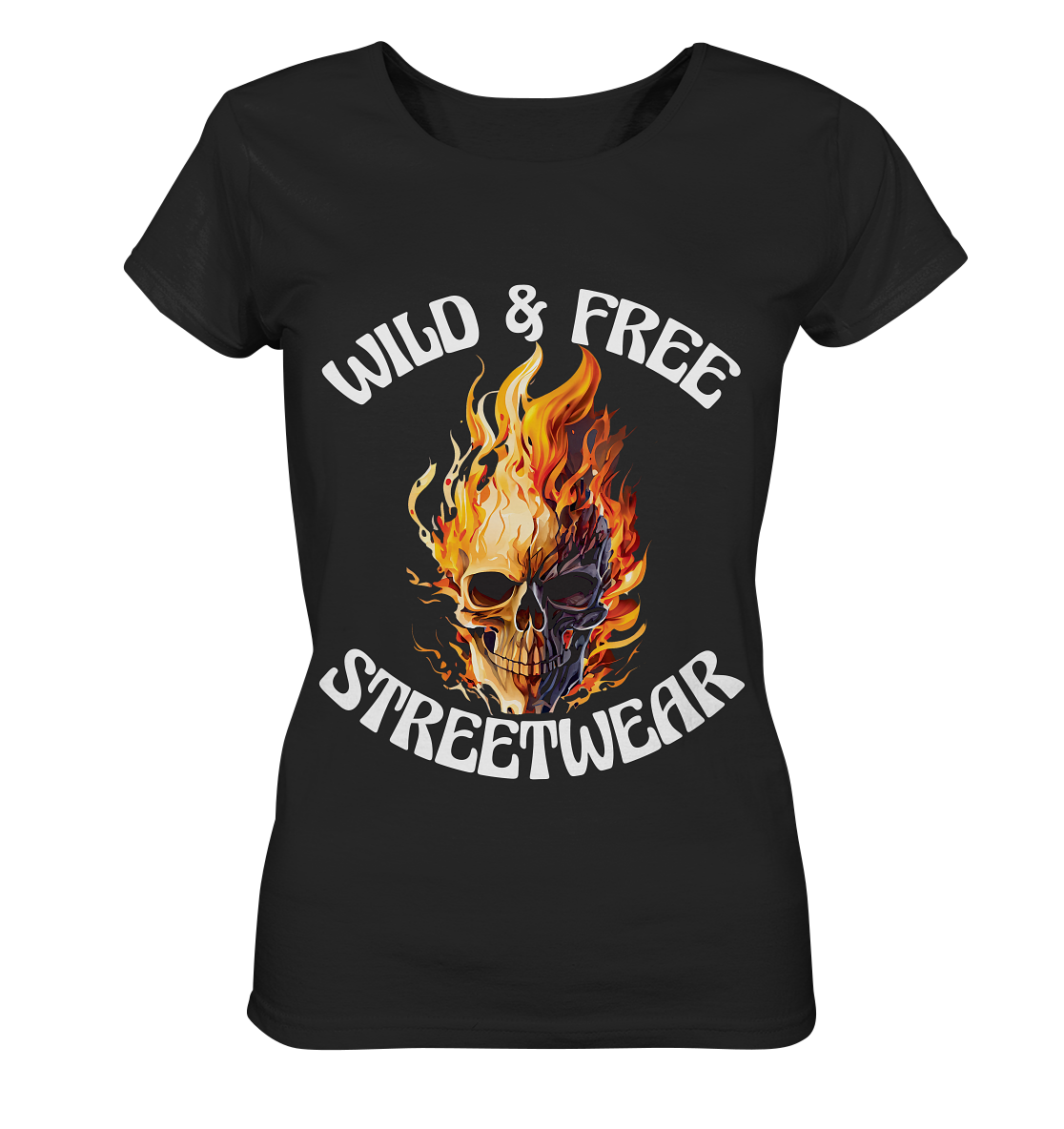 WILD & FREE NO 8 SKULL II - STREETWEAR - STATEMENT - Ladies Organic Basic Shirt