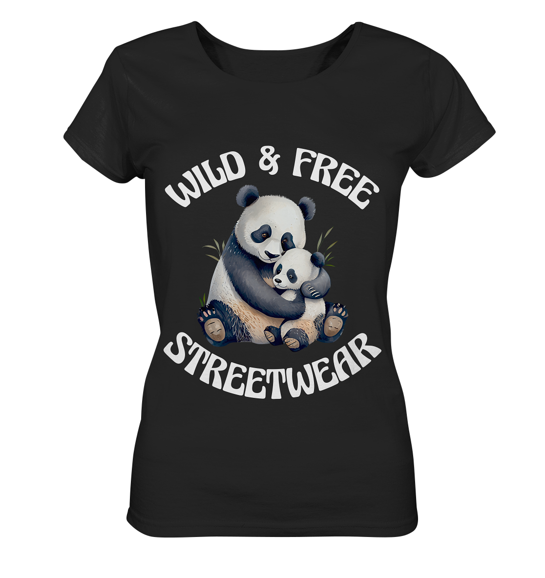 WILD & FREE NO 12 PANDA FAMILY - STREETWEAR - STATEMENT - Ladies Organic Basic Shirt