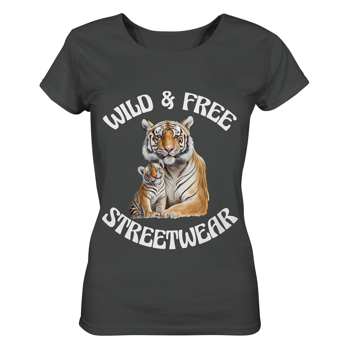 WILD & FREE NO 14 TIGER FAMILY - STREETWEAR - STATEMENT - Ladies Organic Basic Shirt