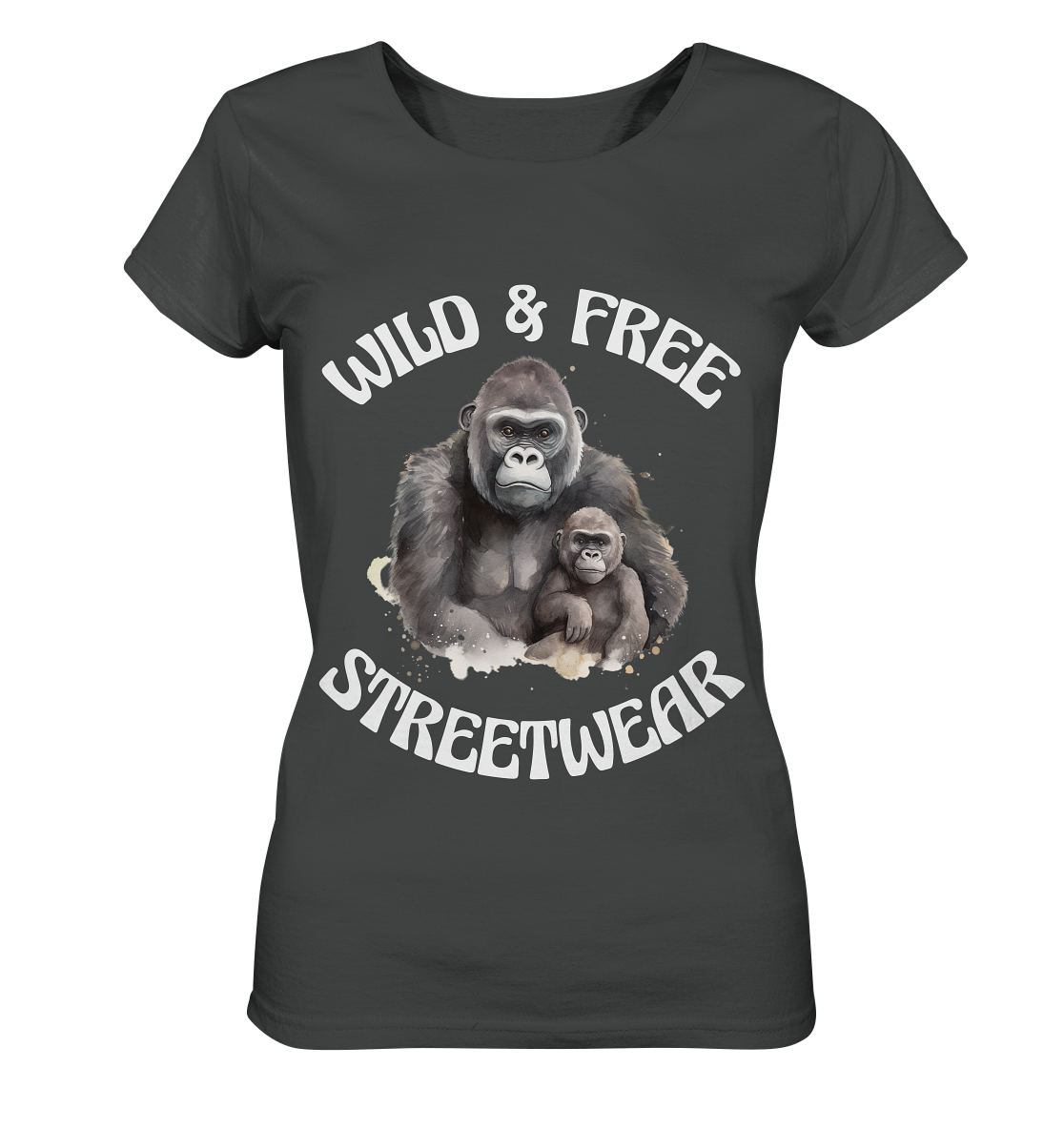 WILD & FREE NO 15 GORILLA FAMILY - STREETWEAR - STATEMENT - Ladies Organic Basic Shirt