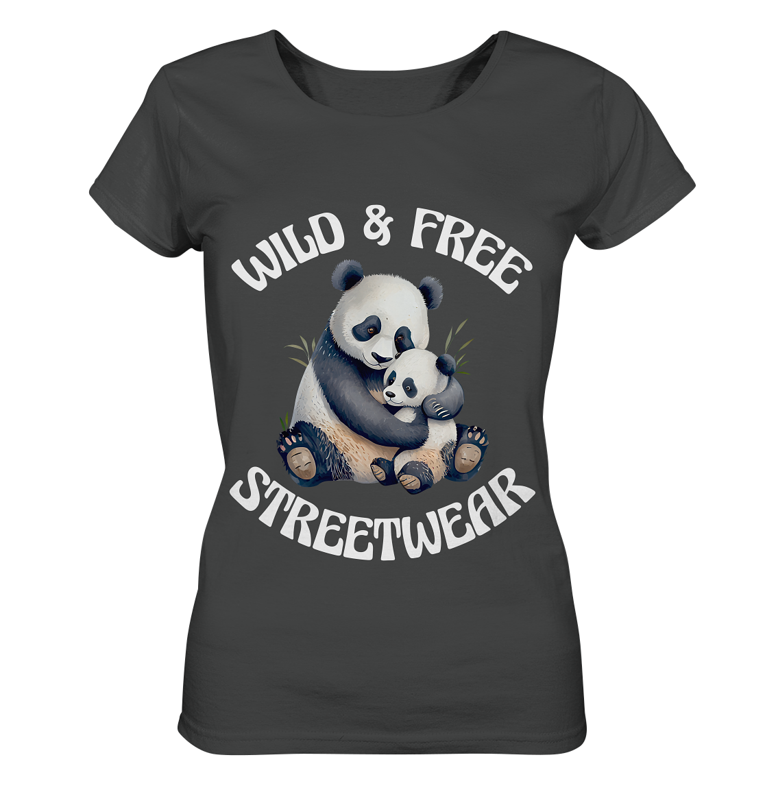 WILD & FREE NO 12 PANDA FAMILY - STREETWEAR - STATEMENT - Ladies Organic Basic Shirt