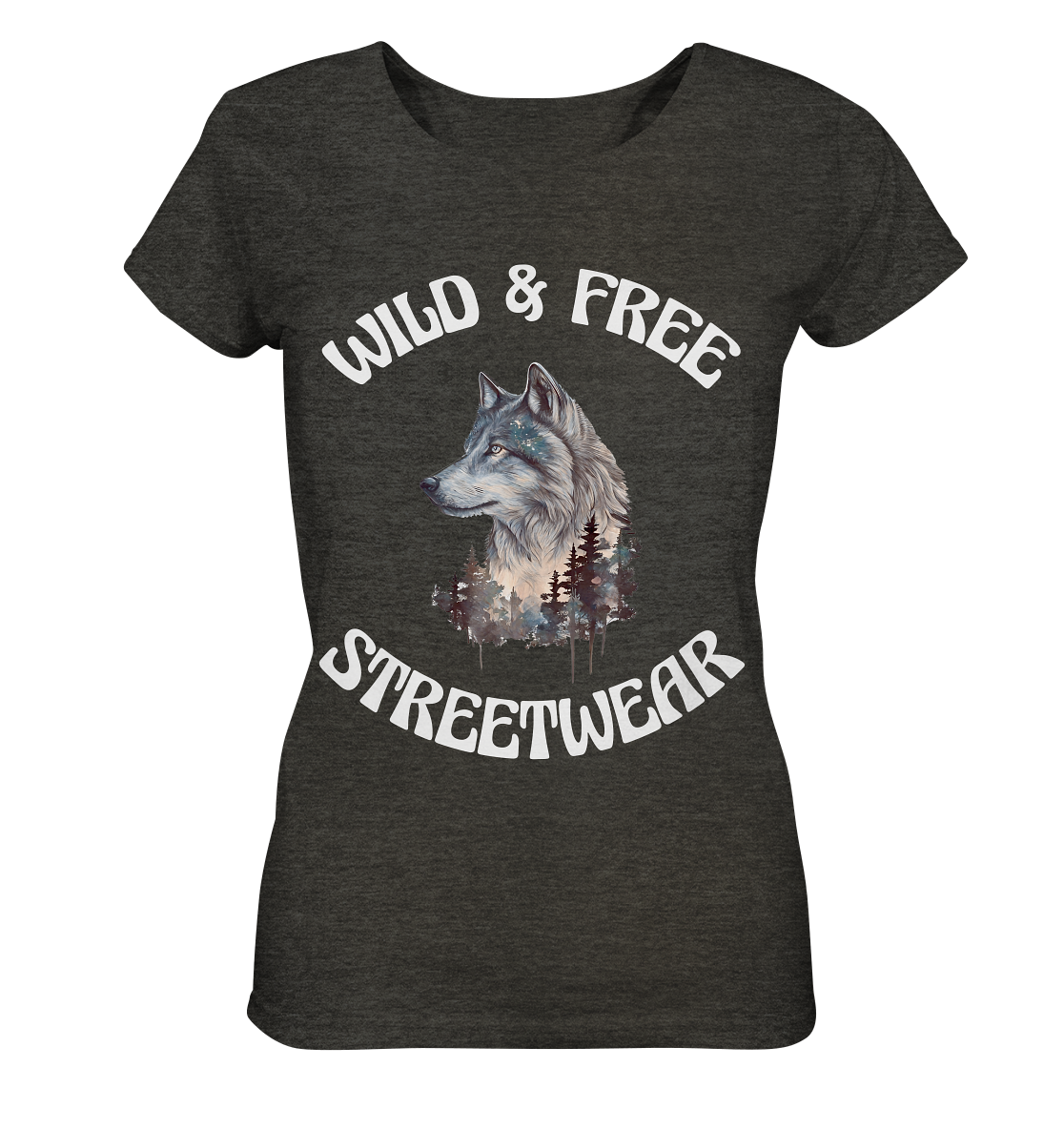 WILD & FREE NO 3 WOLF STREETWEAR - STATEMENT - Ladies Organic Shirt (meliert)