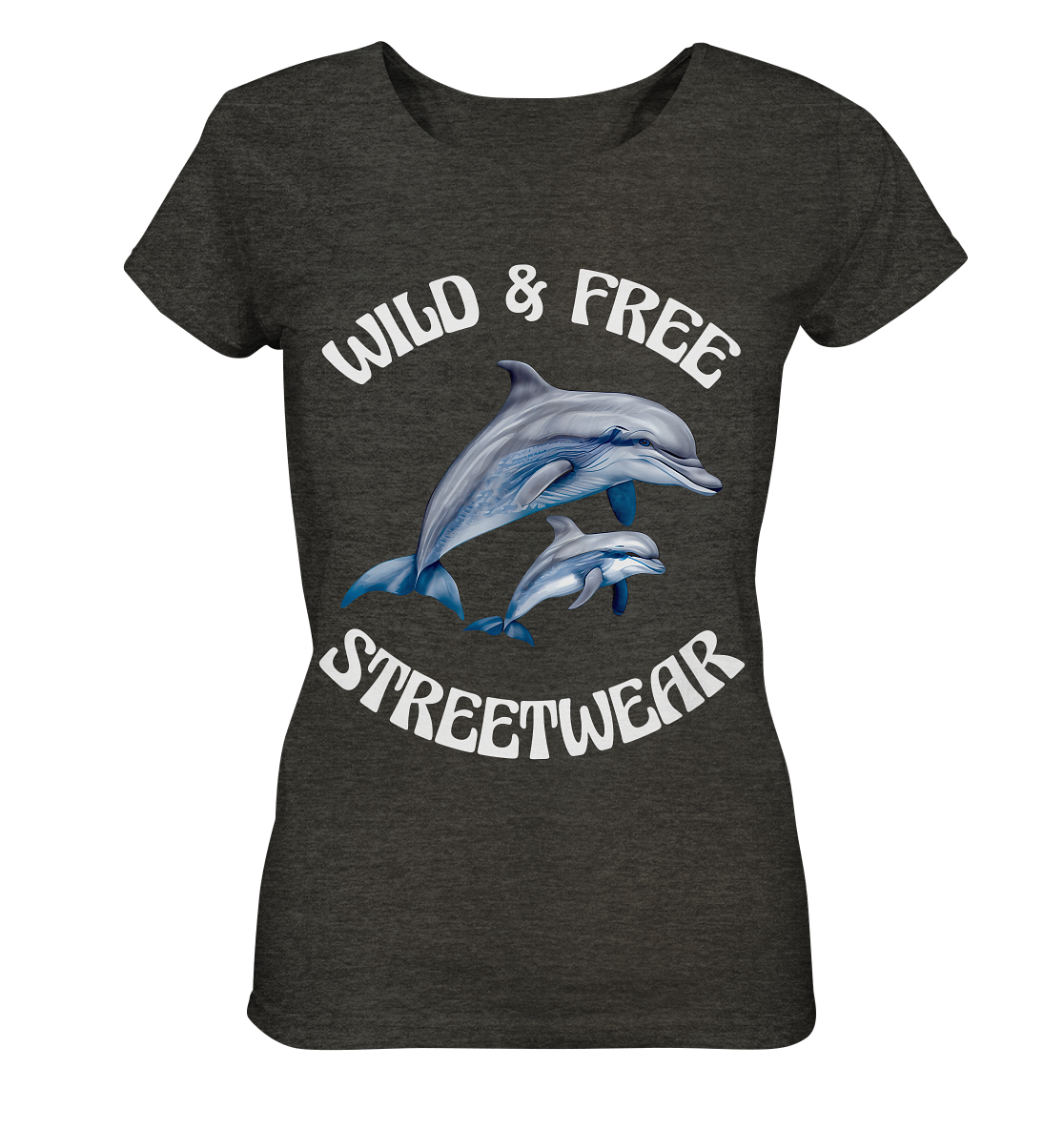 WILD & FREE NO 10 DOLPHIN FAMILY - STREETWEAR - STATEMENT - Ladies Organic Shirt (meliert)