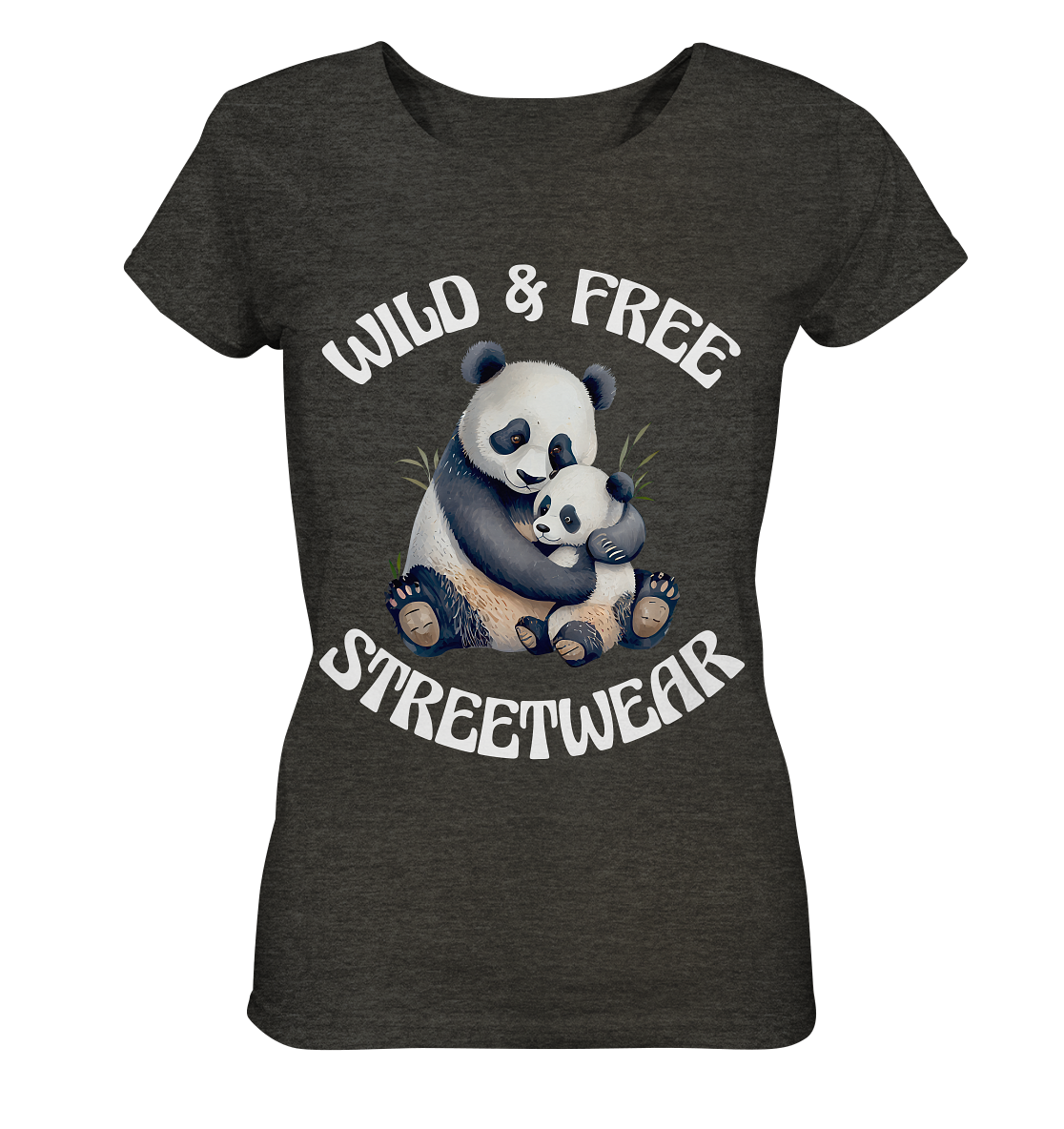 WILD & FREE NO 12 PANDA FAMILY - STREETWEAR - STATEMENT - Ladies Organic Shirt (meliert)