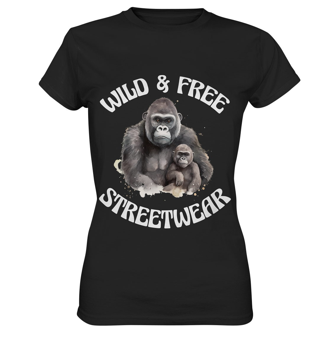 WILD & FREE NO 15 GORILLA FAMILY - STREETWEAR - STATEMENT - Ladies Premium Shirt