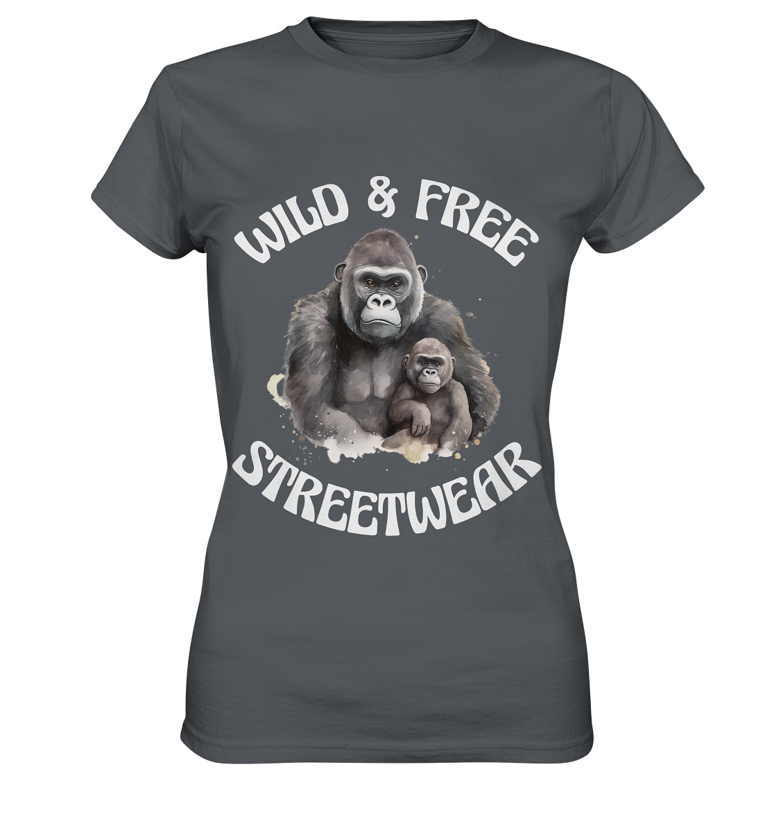 WILD & FREE NO 15 GORILLA FAMILY - STREETWEAR - STATEMENT - Ladies Premium Shirt