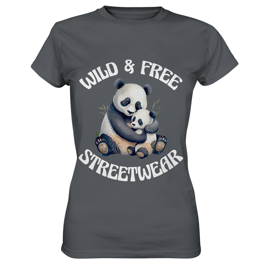 WILD & FREE NO 12 PANDA FAMILY - STREETWEAR - STATEMENT - Ladies Premium Shirt
