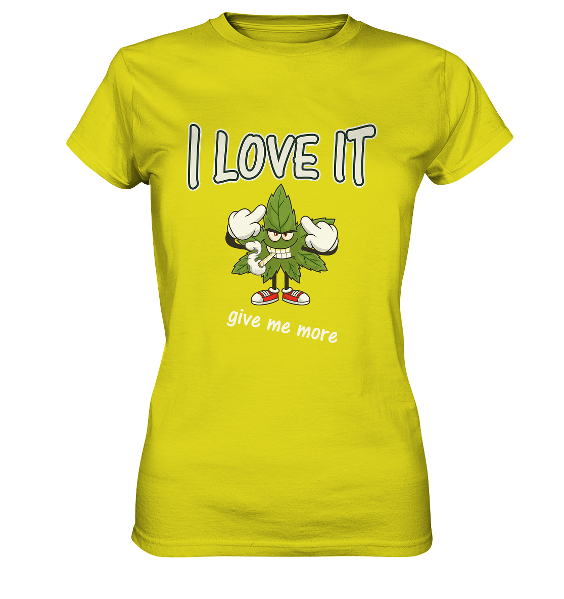 Gelbes T-Shirt Damen für Kiffer- i love it- Spassdesign Ladies Premium Shirt