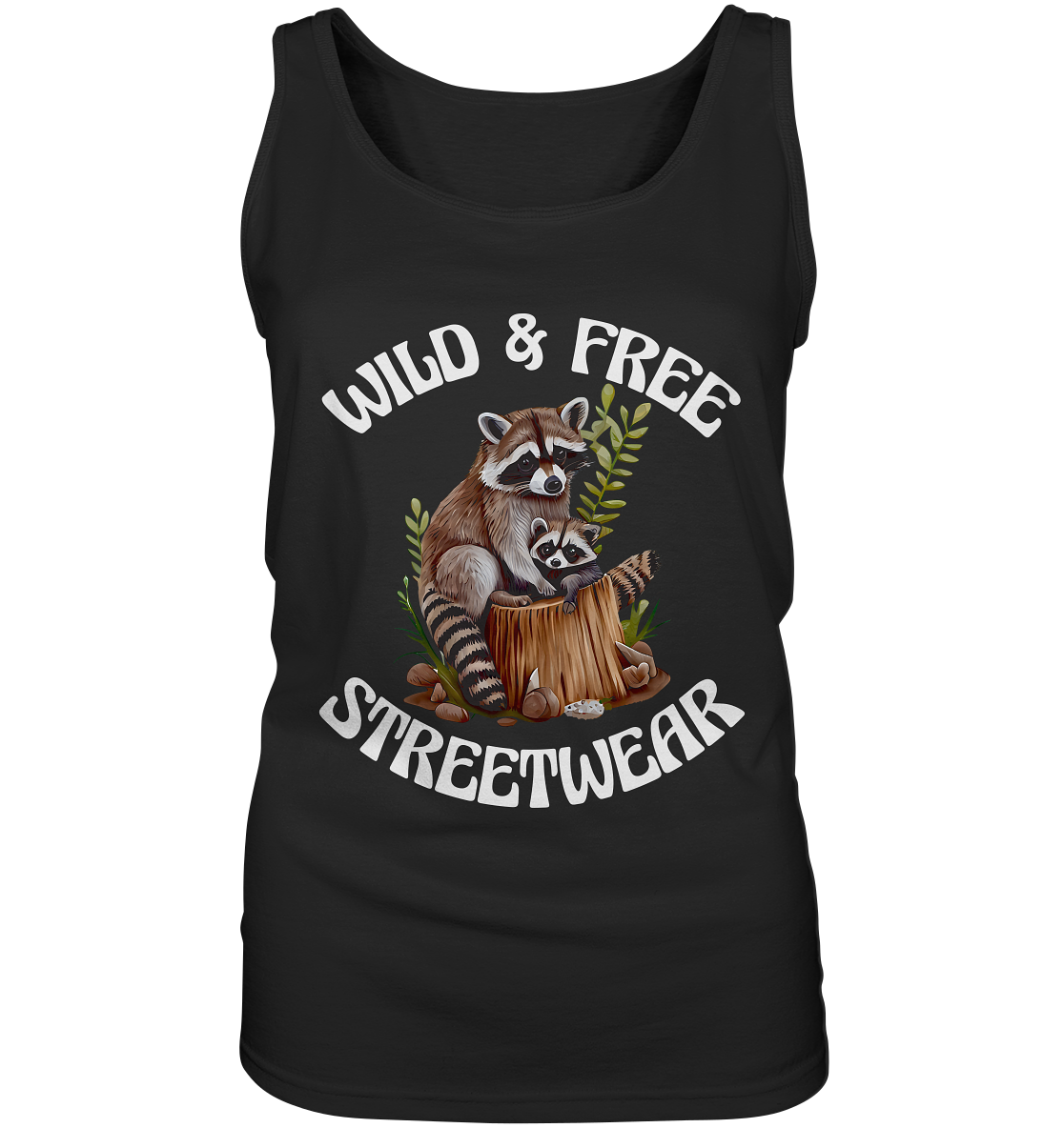 WILD & FREE NO 16 RACOON FAMILY - STREETWEAR - STATEMENT - Ladies Tank-Top