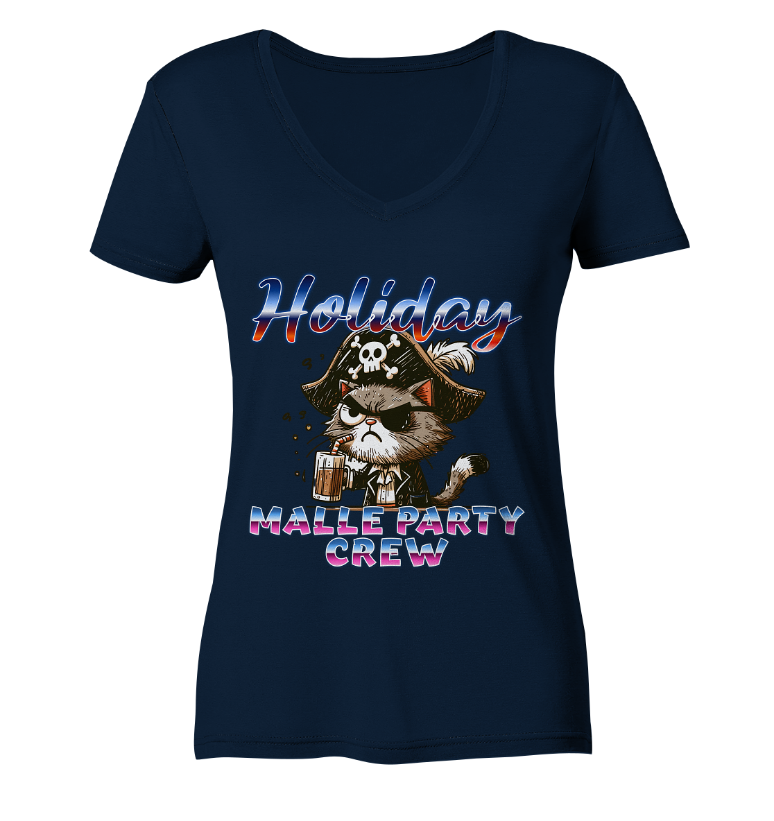 Urlaubsshirt Malle- Party Crew - Ladies V-Neck Shirt