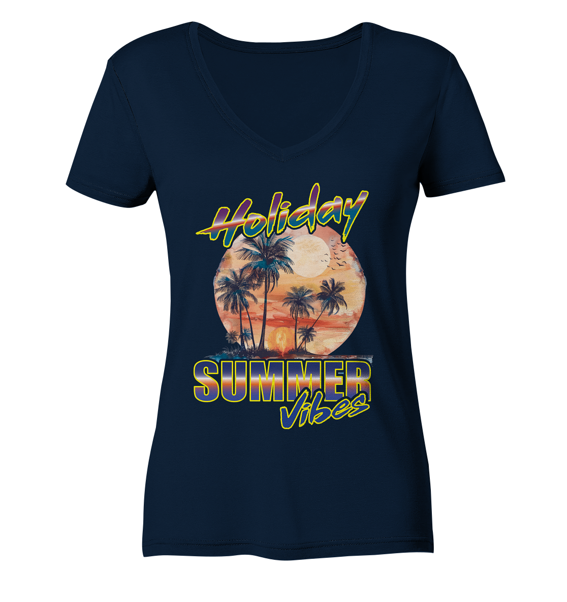 Urlaubs Shirt Holiday Summer Vibes - Ladies V-Neck Shirt