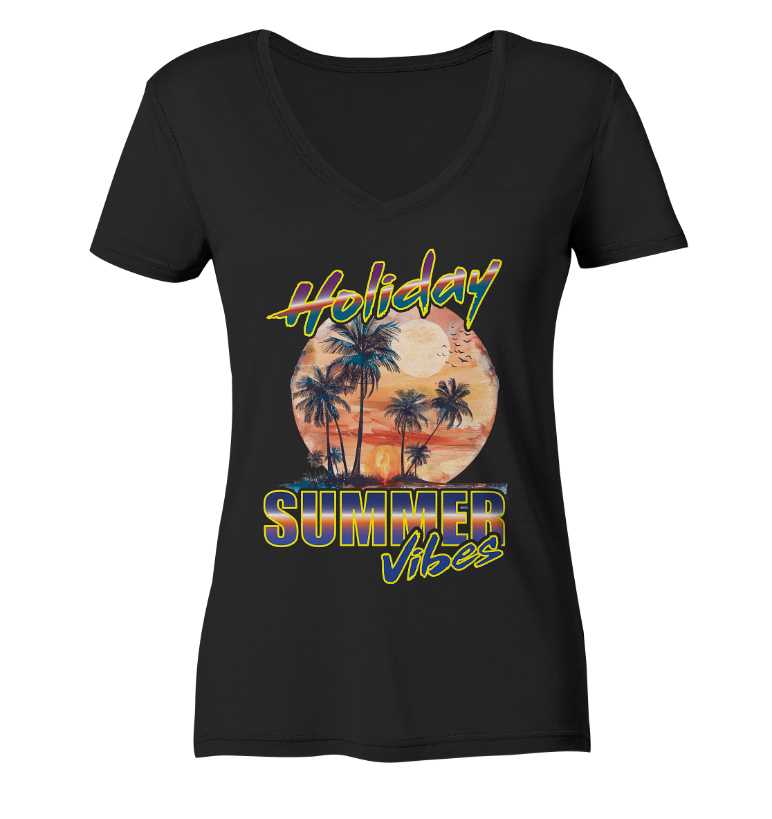 Urlaubs Shirt Holiday Summer Vibes - Ladies V-Neck Shirt
