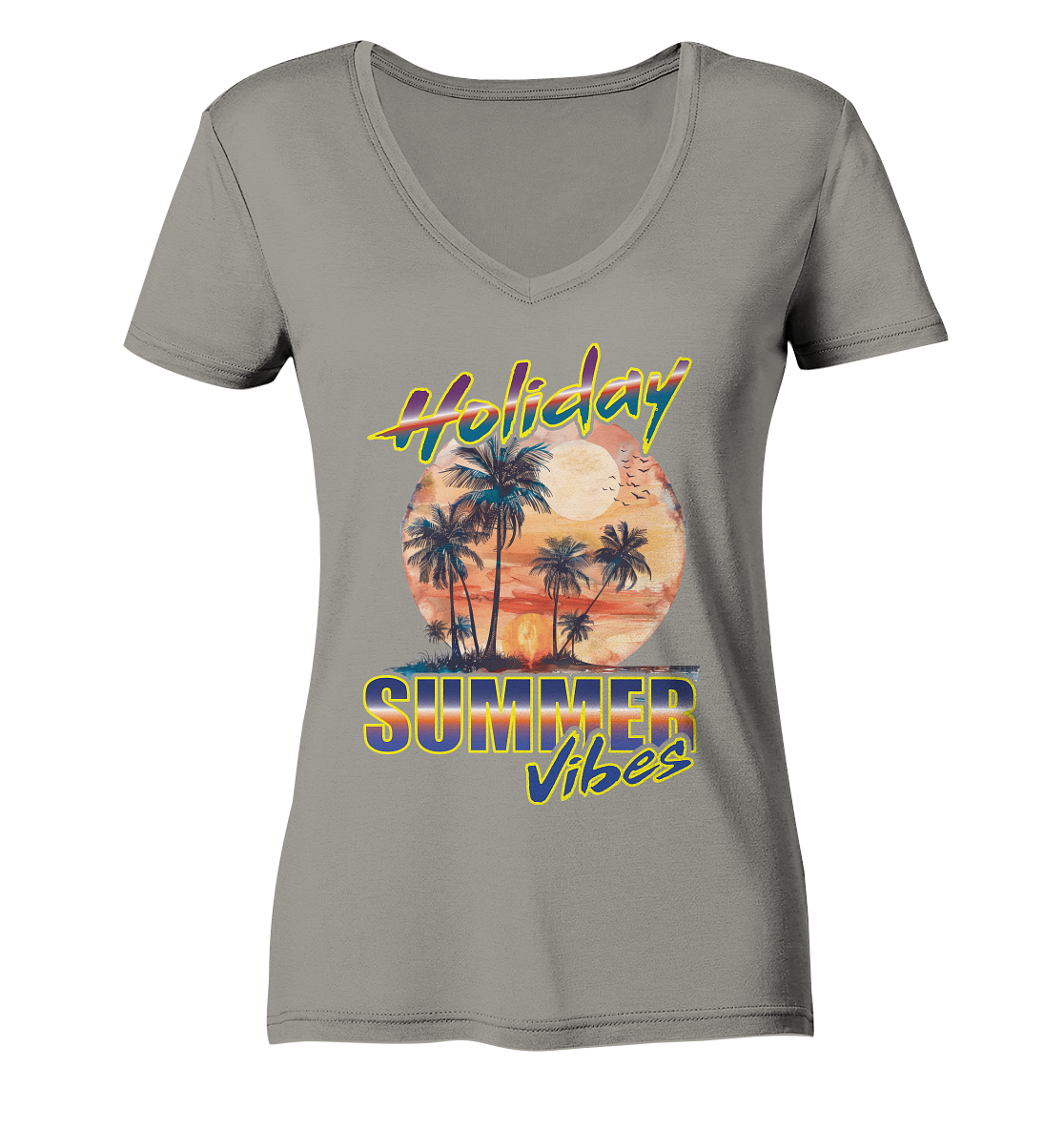 Urlaubs Shirt Holiday Summer Vibes - Ladies V-Neck Shirt