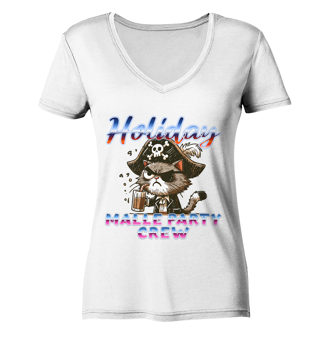 Urlaubsshirt Malle- Party Crew - Ladies V-Neck Shirt