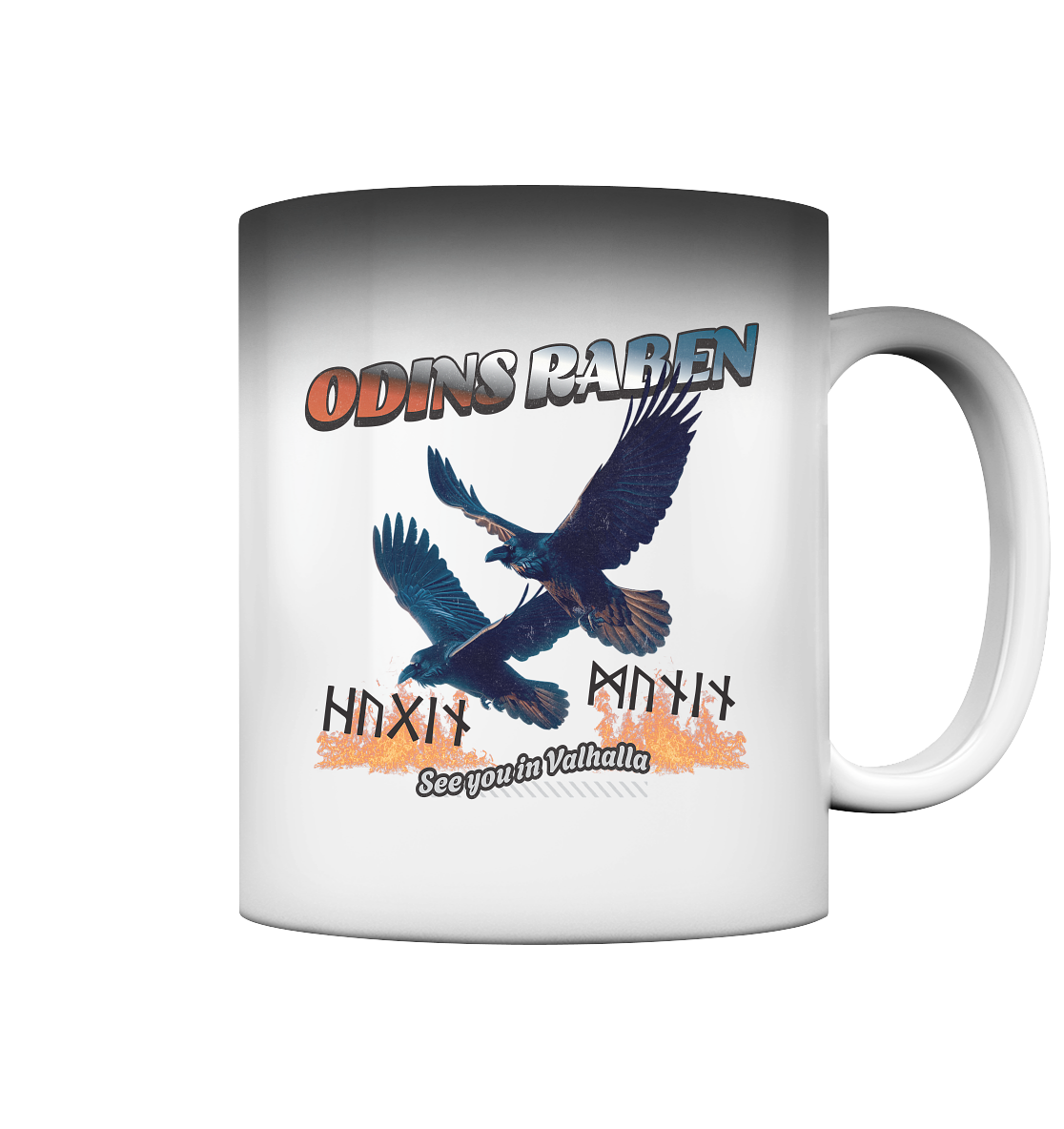 Odins Raben Magic Mug: Tasse mit Hugin & Munin Motiv und Thermo-Effekt – Perfektes Wikinger Geschenk