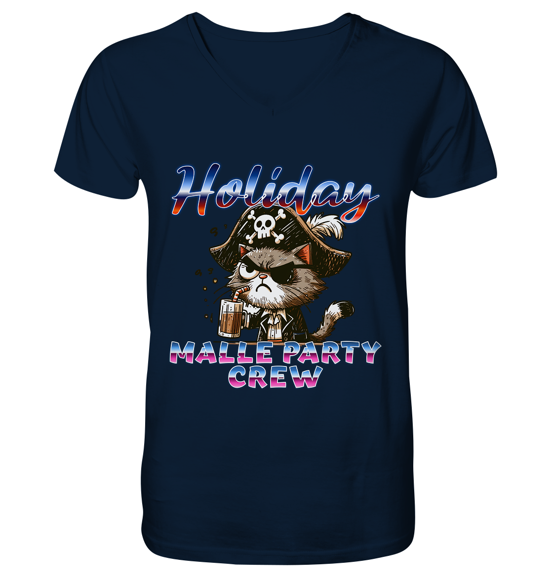 Urlaubsshirt Malle- Party Crew - Mens Organic V-Neck Shirt