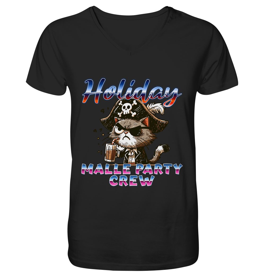 Urlaubsshirt Malle- Party Crew - Mens Organic V-Neck Shirt