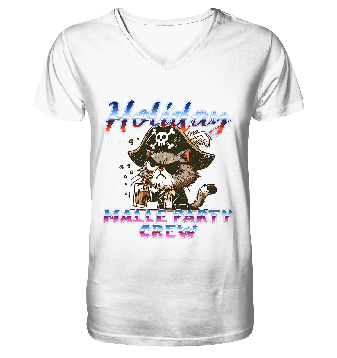 Urlaubsshirt Malle- Party Crew - Mens Organic V-Neck Shirt