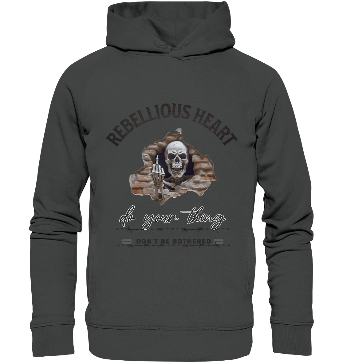 Rebellisches Herz Skull - Organic Fashion Hoodie