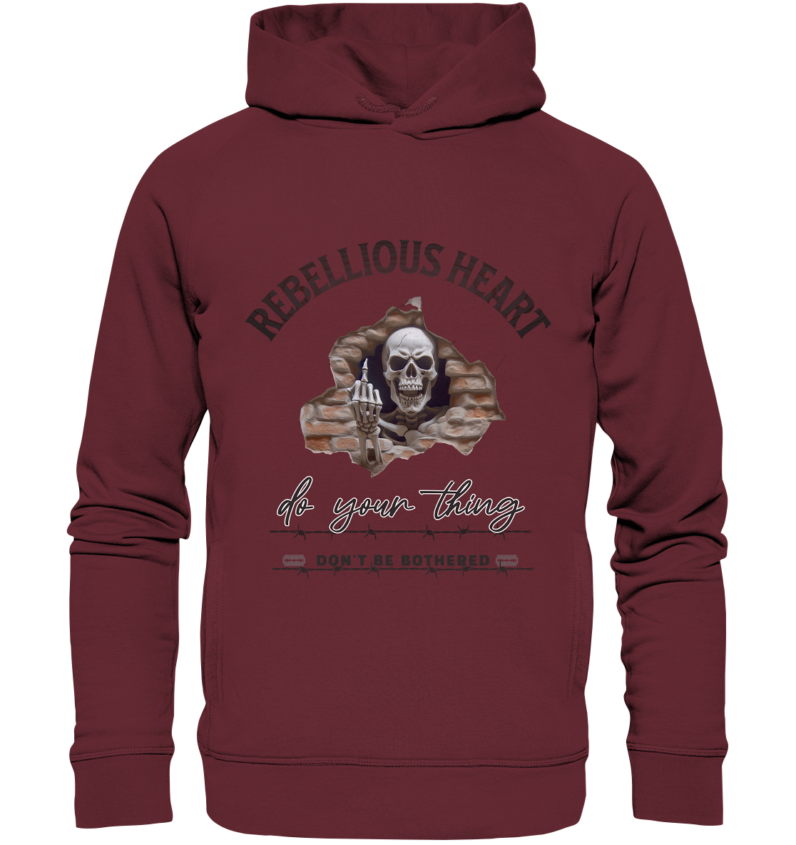 Rebellisches Herz Skull - Organic Fashion Hoodie
