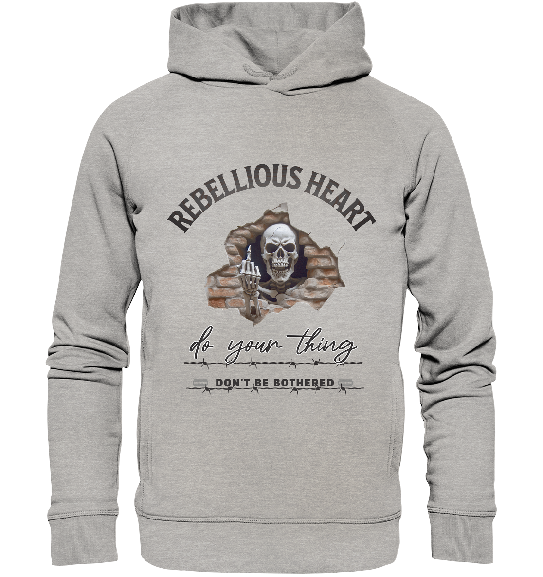 Rebellisches Herz Skull - Organic Fashion Hoodie