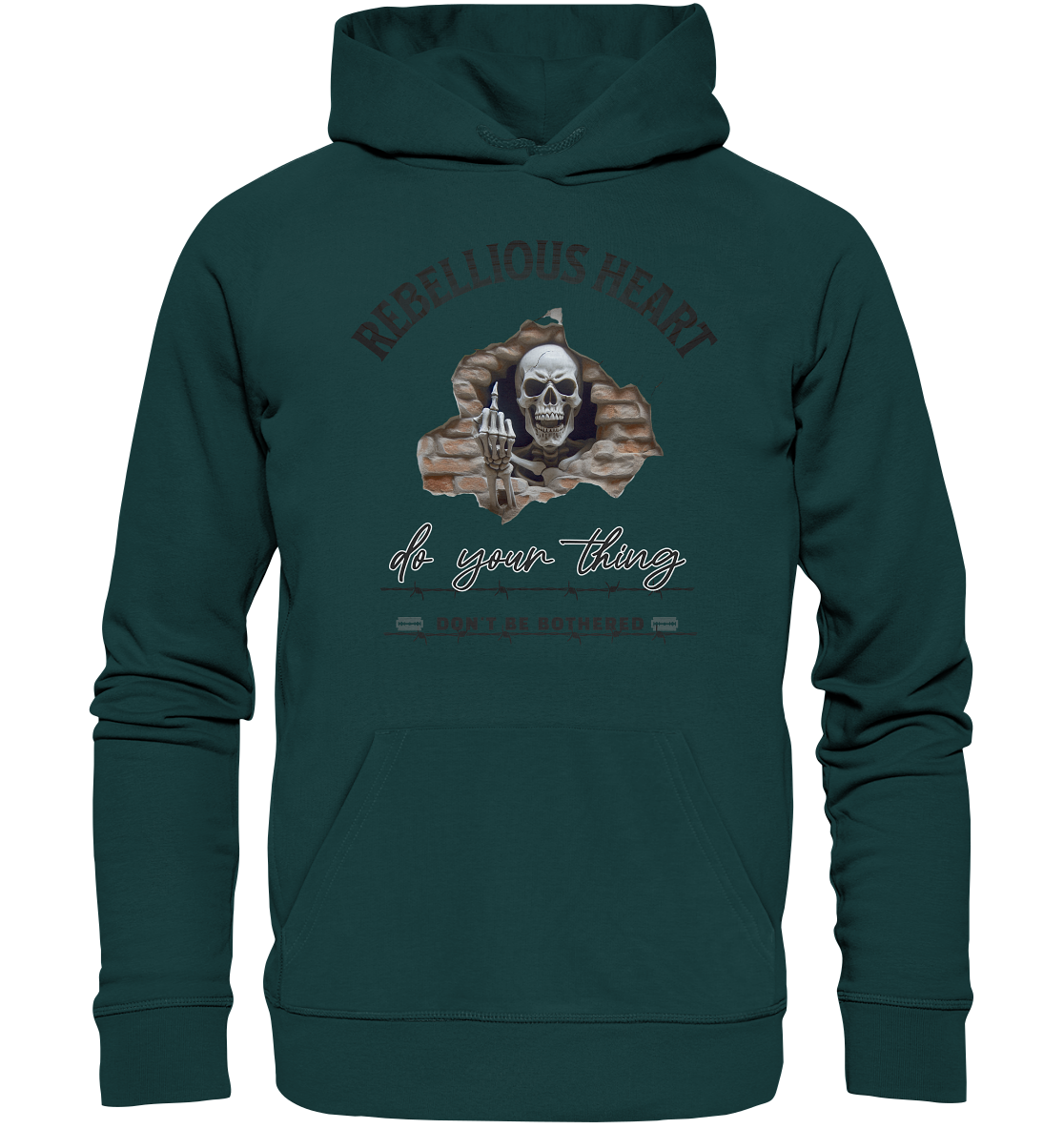 Rebellisches Herz Skull - Organic Hoodie
