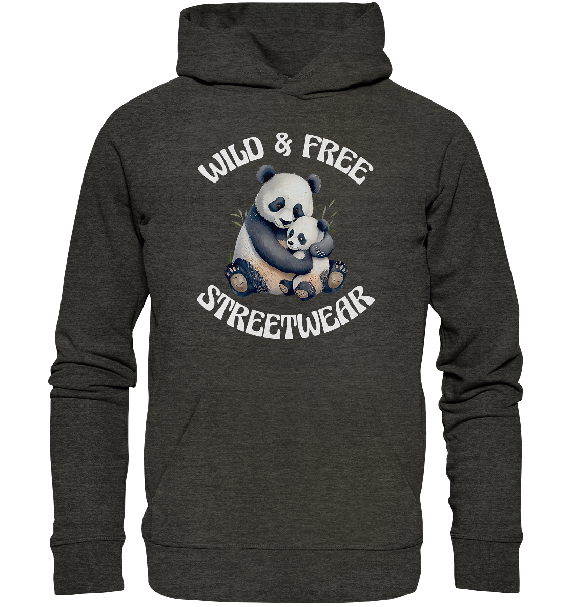 WILD & FREE NO 12 PANDA FAMILY - STREETWEAR - STATEMENT - Organic Hoodie