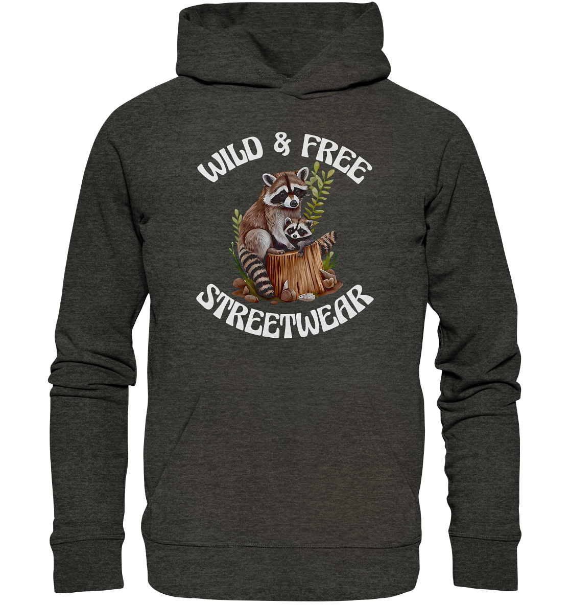 WILD & FREE NO 16 RACOON FAMILY - STREETWEAR - STATEMENT - Organic Hoodie