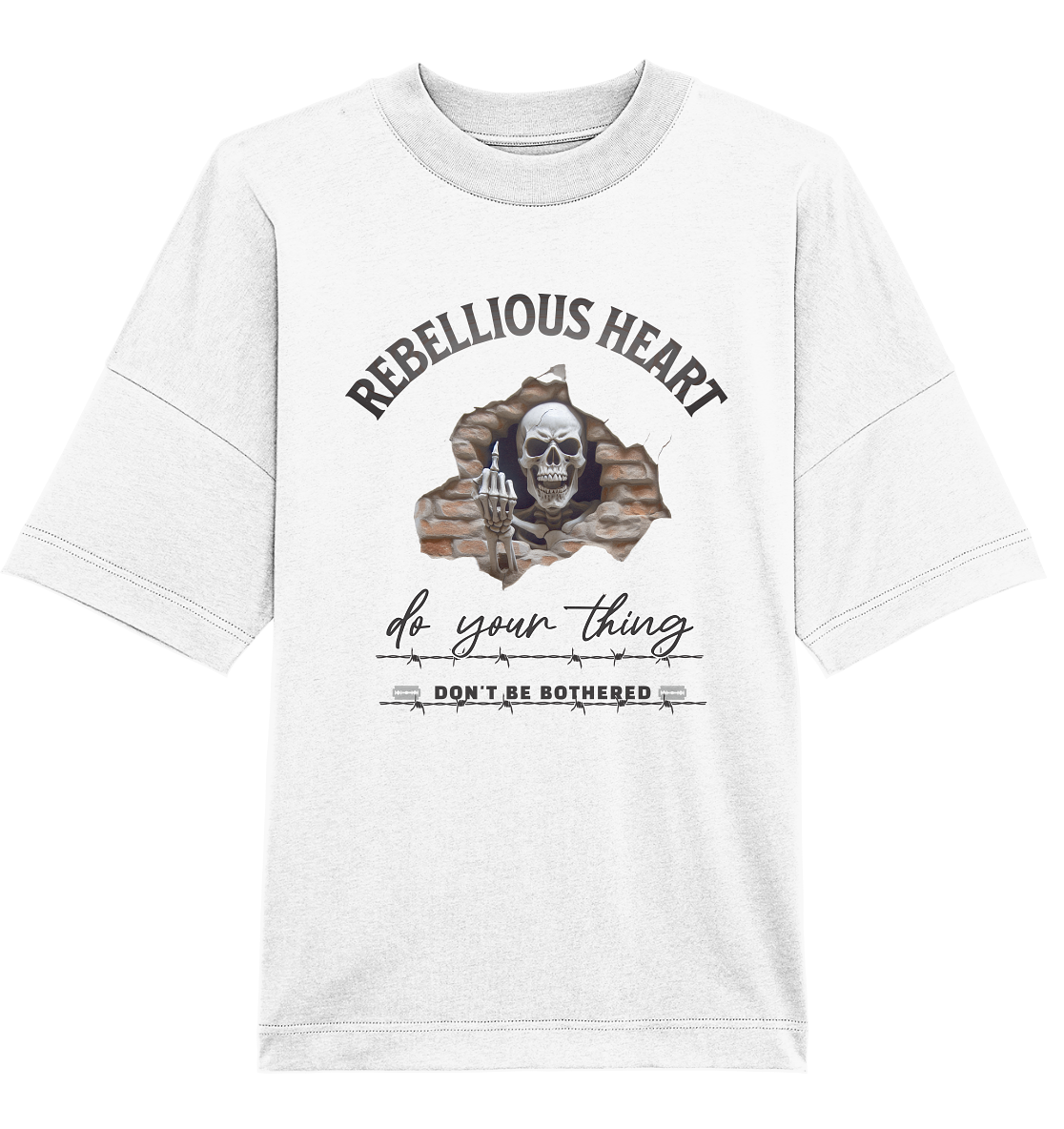 Rebellisches Herz Skull - Organic Oversize Shirt