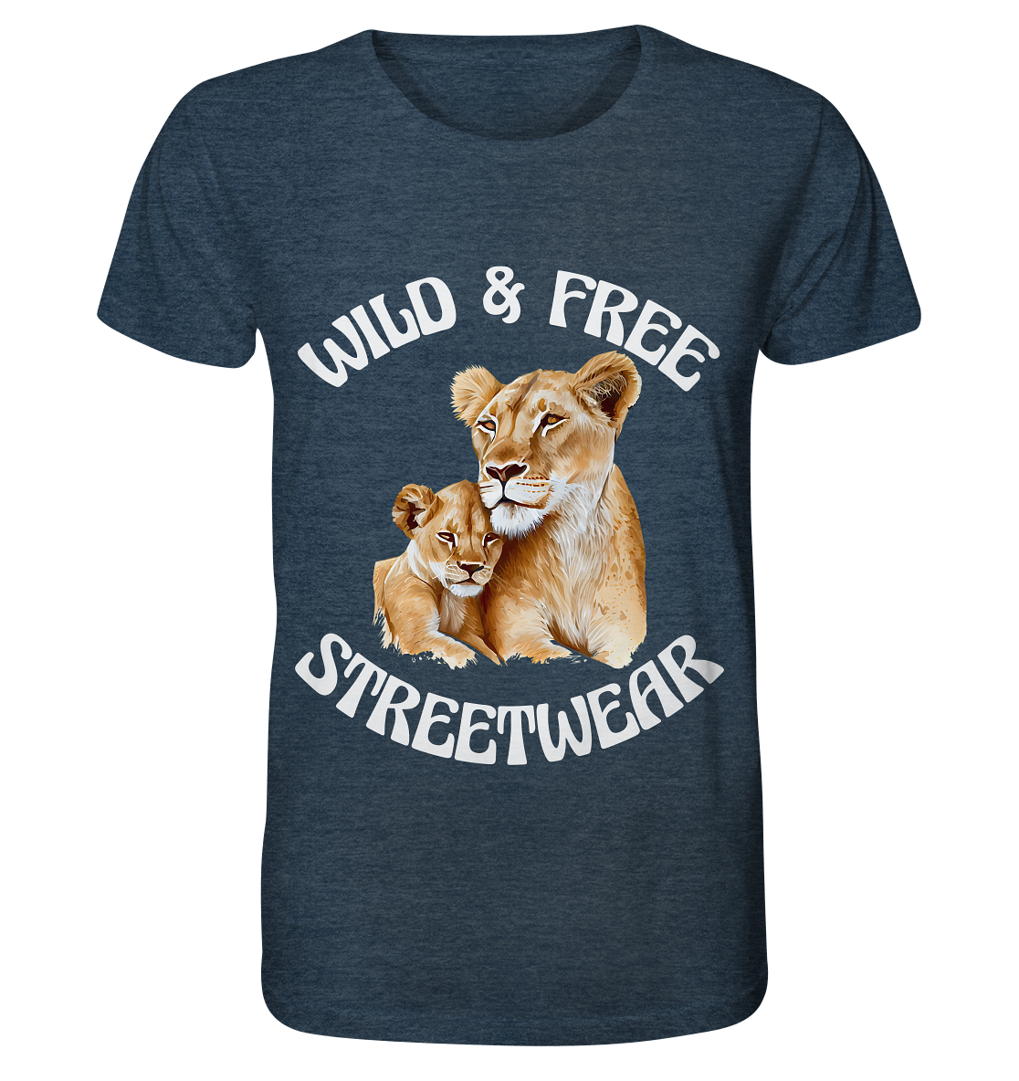 WILD & FREE NO 11 LION FAMILY - STREETWEAR - STATEMENT - Organic Shirt (meliert)
