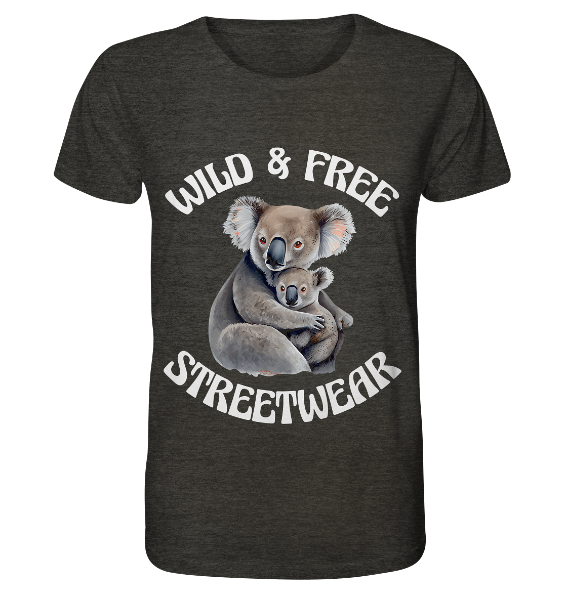 WILD & FREE NO 13 KOALA FAMILY - STREETWEAR - STATEMENT - Organic Shirt (meliert)